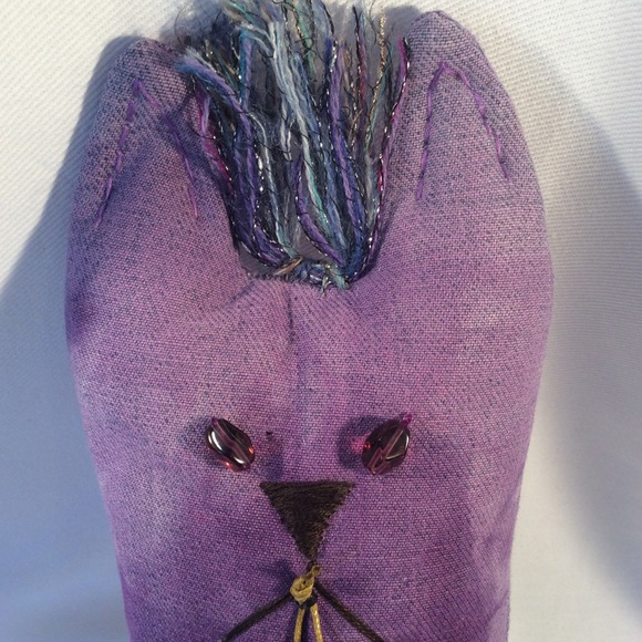 Purple handmade cat stuffed animal - Picture 2 of 12